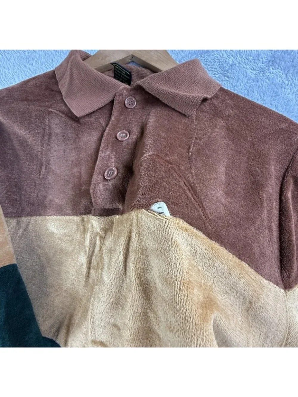 Vintage Grandee Sweater Mens Medium Multicolor Velvet Stripe Collared Pullover